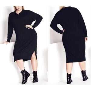 City Chic Isolde Roth Shirt Dress Side Slits Long Sleeves Plus Size 18/20 New